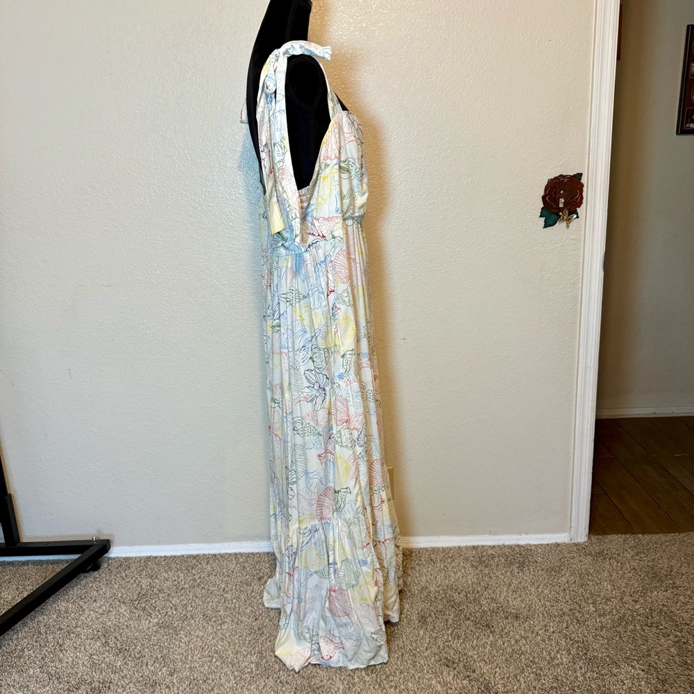 Eloquii Seashell Tiered Flowy Maxi Dress White Size 18 - Picture 12 of 16